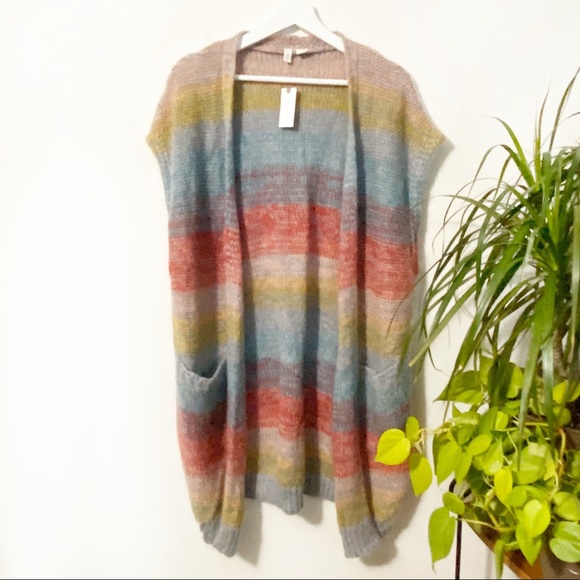 Anthropologie Sweaters - Moth Rinda Striped Open Vest Cardigan Sweater